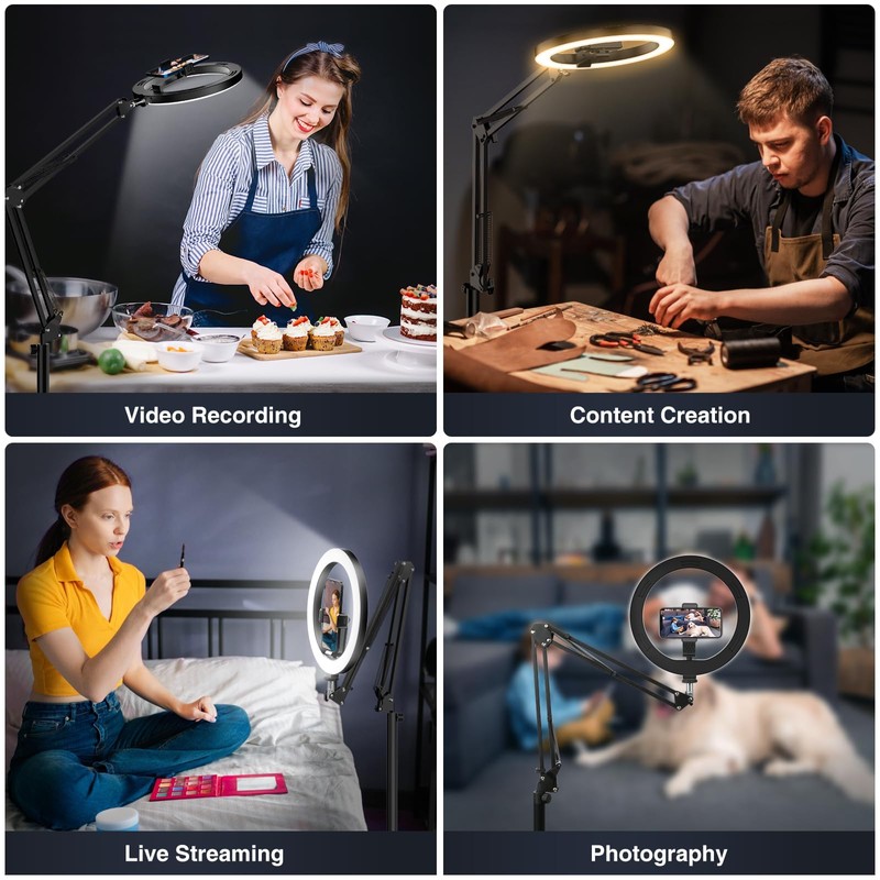 Desktop Ring Light for Cell Phone, Selfie Overhead Lighting