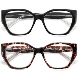 JiSoo Oversized Cat Eye Reading Glasses for Women, Stylish Cat Eye Readers Large Womens Reading Glasses with 2 Pack,3.0