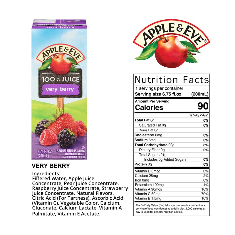 Apple & Eve, 100% Juice Very Berry, 6.75 Fl Oz,