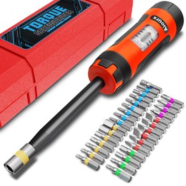 Aiourx Long Shank Torque Screwdriver Wrench Driver Set, 10-70 Inch Pounds lbs, 32 Pcs S2 Steel Bits for Bike Repairing, Mechanical Equipment and Mounting