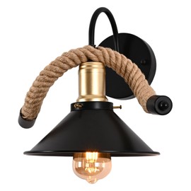 Wall Sconce -1 Lights Metal Vintage Wall Sconce, Hardwired Indoor Bowl Design Wall Mount Lamp Farmhouse Lighting Fixture for Living Room,Bedroom, Hallway, Black and Brass Gold (D10.2 inch)