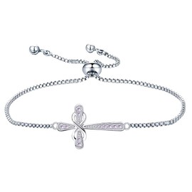 YL Cross Bracelet 925 Sterling Silver Infinity Sideways Link Bracelet Created Alexandrite Jewelry for Women