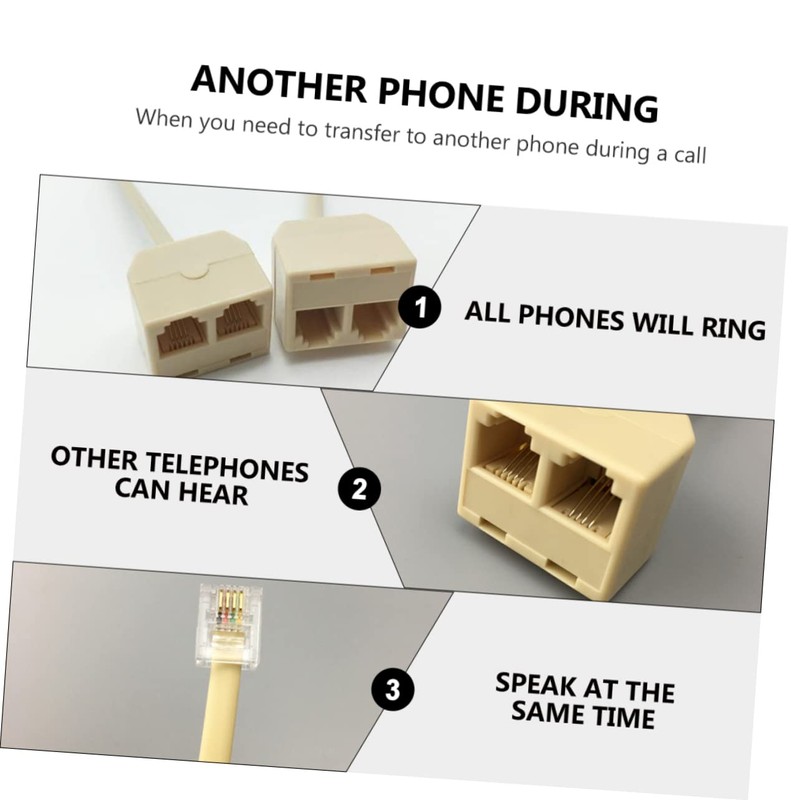 LABRIMP 3sets Socket Splitter Telephone Plug Adapter Connect Phones to