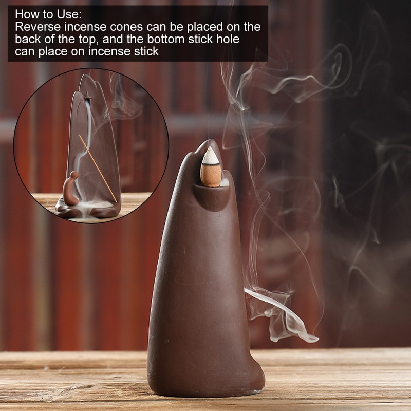 Ceramic Backflow Incense Burner Sandalwood Stick Aromatherapy Landscape Holder Decoration