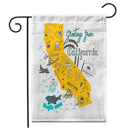 rouihot Home Decor 12"x18" Garden Flag San of California Map Tourist Attractions Travel Flag Francisco Outdoor Yard Flags Banner for Patio Lawn Double Sided