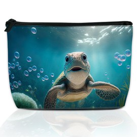 DEMACYA Makeup Bag Sea Turtle Cosmetic Bag for Women Waterproof Large Capacity Travel Toiletry Accessories Organizer 9.5×5.9 Inch