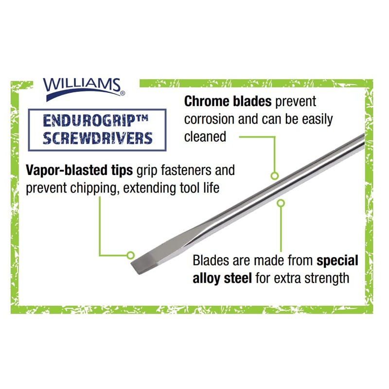 Williams JHWSDS-33 Endurogrip Keystone Slotted Screwdriver, 12 Inch