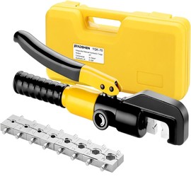 Hydraulic Crimping Tool,6 Ton Wire Crimping Tool Kit, 12 AWG-2/0 AWG, Cable Crimping Tool, Hand Operated Hydraulic Crimping Tool Kit，Wire Rope Electrical Terminal Wire and Cable Crimper with 8 dies