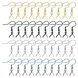 uxcell 40Pcs Stainless Steel Earring Hooks, Ear Wires Fish Hook French Earring Hooks with Pinch Bail Clasp Earring Findings for DIY Jewelry Making, Mixed Colors
