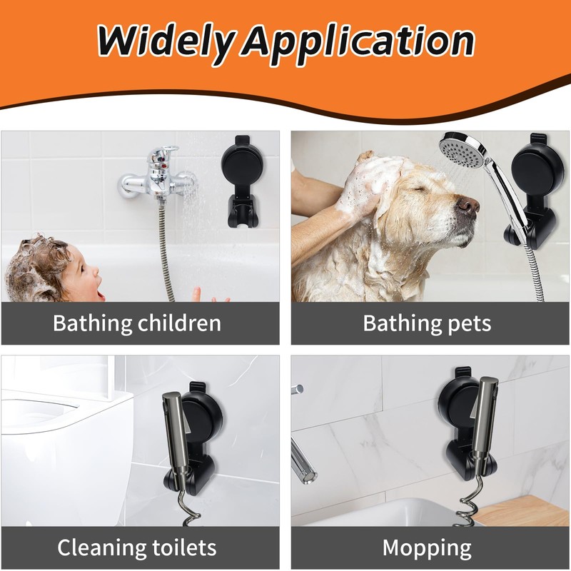 Roellgs Shower Head Holder, Strong Suction Cup Shower Bracket,Height Adjustable