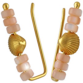 Handmade Gold 925 Sterling Silber Ohrkletterer – Lachs Boho-Ohrringe Muschelohrringe für Frauen minimalistische Ohrringe hypoallergene Ohrkletterer ungewöhnliches Weihnachtsgeschenk für Sie