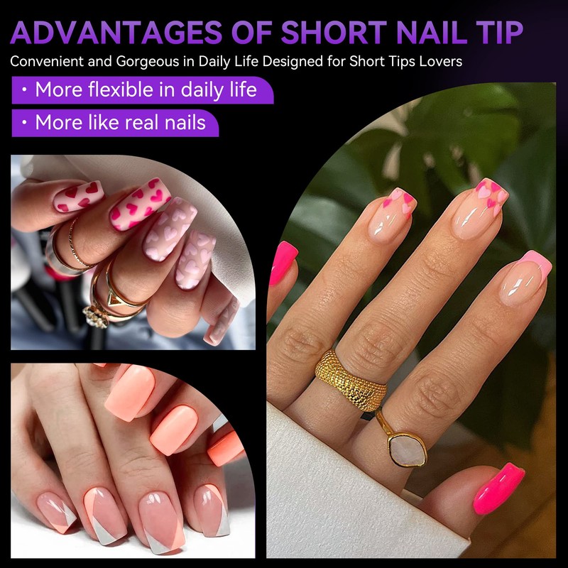 Gelike ec Short Square Soft Gel Nail Tip Kit, X
