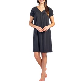 Fishers Finery Women's Classic Short Sleeve Nightgown; Plus Size - NEW FABRIC (Black, XL)