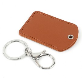 Rectangular round shape PU simple ring keychain gray 6ea