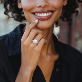 Ross-Simons 12-12.5mm Cultured Pearl Ring With Diamonds in Sterling Silver. Size 7