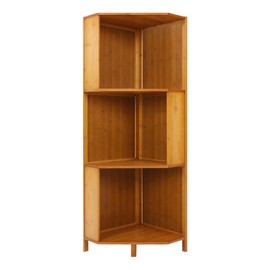 Eapmic 3-Tier Corner Bookshelf A-Shaped Wooden Bookcase Tower with Storage Rack, Small Space Display Organizer, Freestanding Floor Standing Shelf for Living Room Bedroom Office Study (3-Tier)