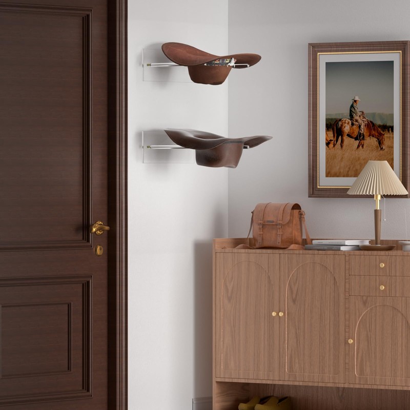 YeWink Clear Acrylic Hat Rack for Wall：2 Pieces with Cowboy
