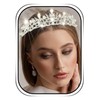 Urieo Silver Rhinestone Tiara Crown Bridal Pearl Queen Crown Crystal