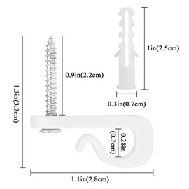 SULOLI Outdoor Hooks,20PCS Hooks for Outdoor Lights Festoon Light Hooks Outdoor Hooks for Hanging Fence Hooks for Lights(White)