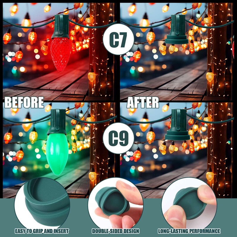 Threlaco 100 Pcs Christmas C9 C7 Socket Cap Light Bulbs