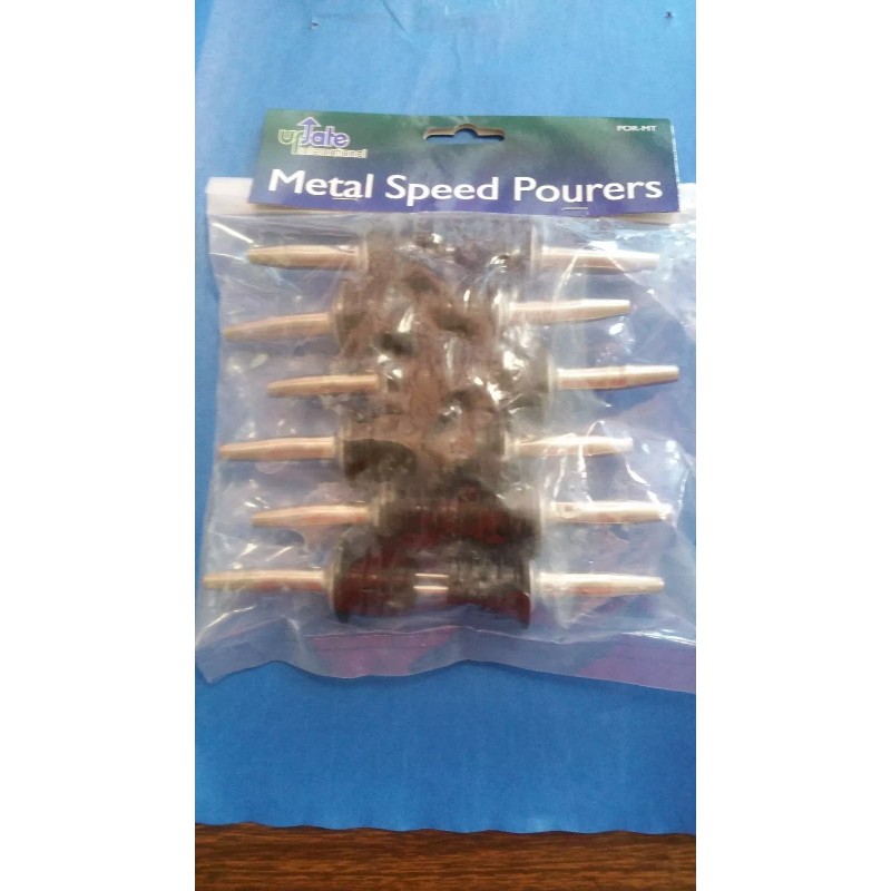 Update (ONE DOZEN) CHROME TAPERED LIQUOR POURER HEAVY DUTY METAL