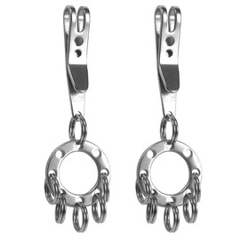 Pack of 2 Silver Key Ring Key Clip Carabiner with Key Ring Keyring Stainless Steel Key Holder Multiclip Multi-Purpose Tactical Clip