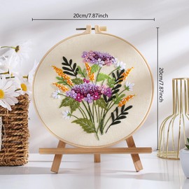 BetterJonny 3 Sets Embroidery Starter Kit, Cross Stitch Set Including Fabric with Stamped Flower Pattern Threads Needles Hoop and Instructions,suitable for Beginners Adults(Flower)