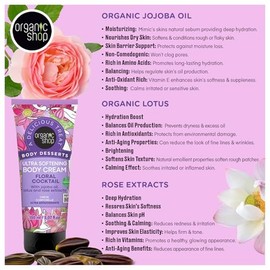 Organic Shop Crema Corporal Ultrasuave E Hidratante Con Aceite De Jojoba, Extracto De Loto Y Rosa, 100% Vegana Y Orgánica, Hidratante Diaria, Loción N