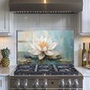 Evgosm Tempered Glass Backsplash for Kitchen， Stove Splashback, Flowers Glass