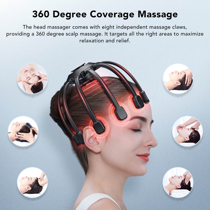 Electric Scalp Massager 4 Massage Modes 8 Claw Relaxing Portable