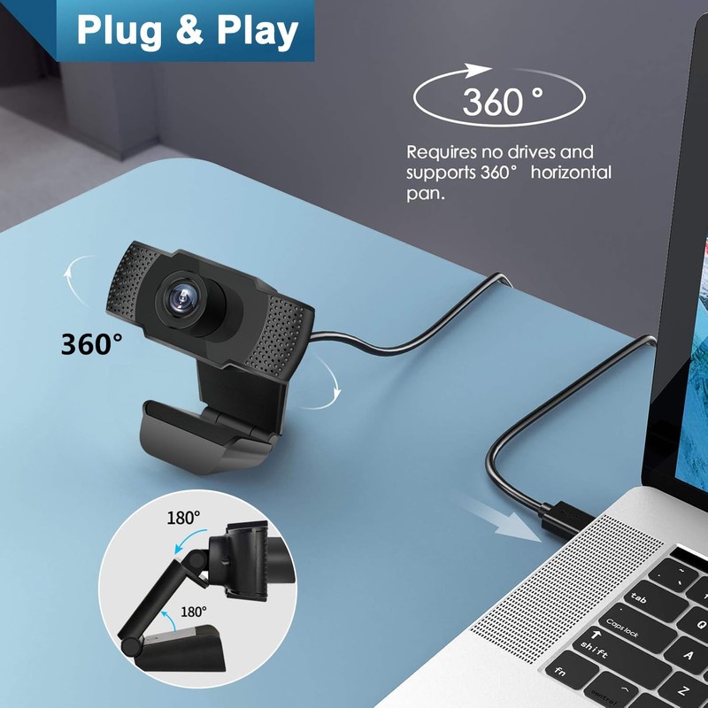 RUOVXWU Webcam for PC with Microphone 1080P Full HD Plug