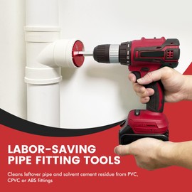 Erayco PVC Fitting Saver with 1-1/2 Inch Head Aluminum, PVC Pipe Reamer, PVC Socket Saver with 3/8" Hex Shaft, For Water Lines, Drain Lines, Vent Lines