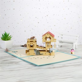 HOMANGA Cats Tree Pop Up Card, 3D Cat Birthday Card for Just Because, Thinking of You, Thank You, Anniversary, Funny Cat Greeting Card for Women Men, Great Gifts for Cat Person