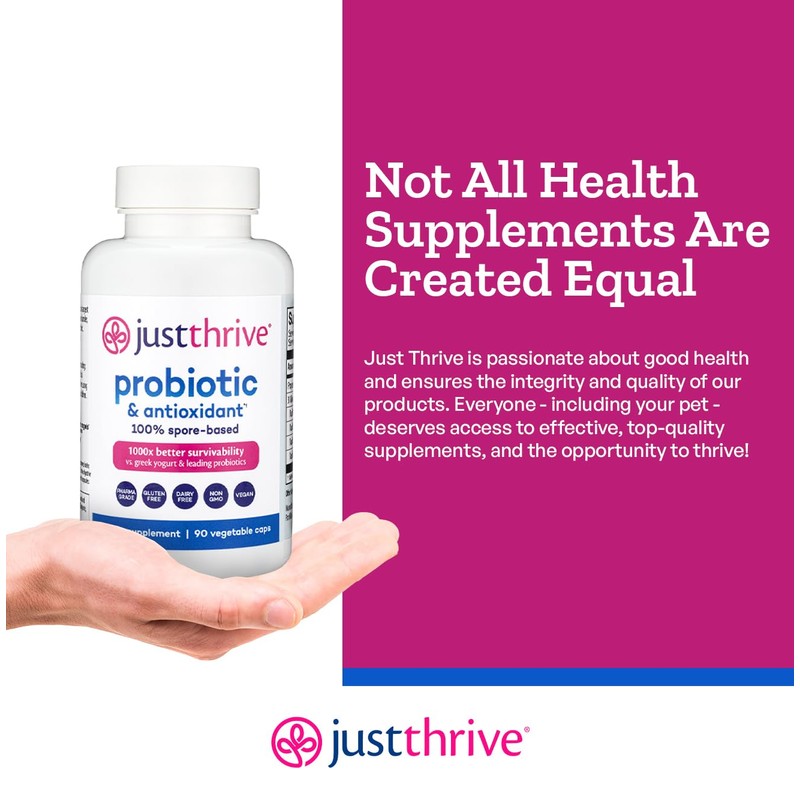 Just Thrive Probiotic & Antioxidant Supplement - 100% Spore-Based Digestive