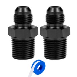 Breezliy 6AN Male Flare to 3/8" NPT Pipe Fitting Adapter Aluminum Straight Black 2PCS