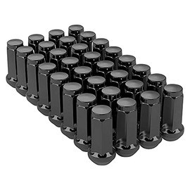 Set of 32 Bulge Acorn Black 1/2-20 Closed End Hex 3/4 Inch 19mm Corn Seat Lug Nuts 1.9 Inch Length