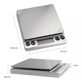 EG Bascula Gramera Digital De Precisión Y 6 Tapas Herméticas De Silicon Flexible Reutilizable 1 Gr Hasta 2000 Gr Inoxidable Escala Electrónica Balanzas Cocina Pesa