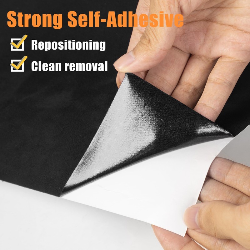 Black Suede Fabric Wrap for Car Interior, 17in x 70in