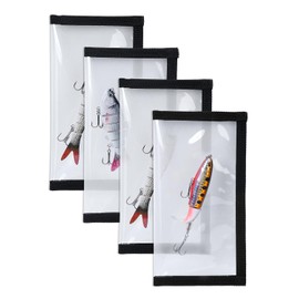 UCEC Fishing Lure Wraps, Fishing Hook Covers, Lure Shield, Keeps Fishing Safe, Premium Clear Puncture-Resistant PVC, Easily See Lures Fishing Lure Covers Bait Storage, 4Large 7.87"L x 3.94"W (4Pcs 4L)
