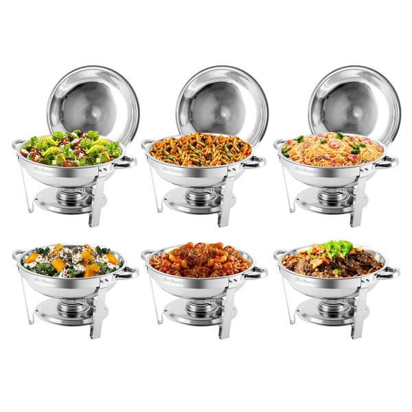 BriSunshine 6 Packs 4QT Chafing Dish Buffet Set,Stainless Steel Buffet