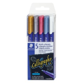 Staedtler metallic calligraphy markers, 5 metallic colours for light and dark paper, 8325 TB5