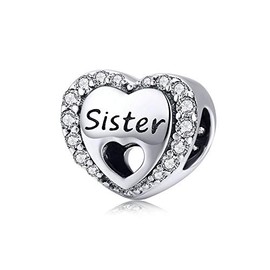 Sister Family Beads for Bracelet Heart Shpe Love Sis Sister Charms Silver 925 European Luxury Brand Fine DIY Jewelry