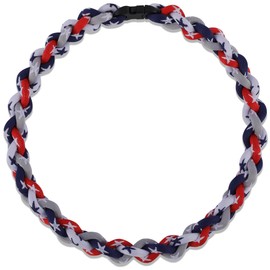 Premium Baseball Necklaces for Outfit/Sport field, New Litmited Star Rope Version, Sports Fan Baseball Necklace w/Quad Rope Twisted Tornado Design (Navy Red Silver White)