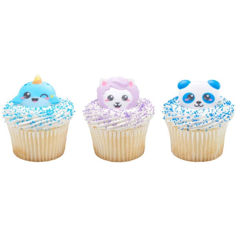 DecoPac Kawaii Characters Cupcake Rings - 24 pc Assorted