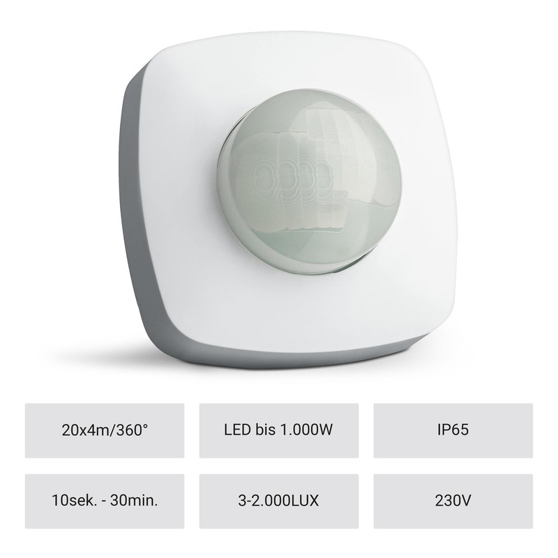SEBSON® Outdoor Motion Detector IP65 Set of 2 Surface-Mounted Ceiling