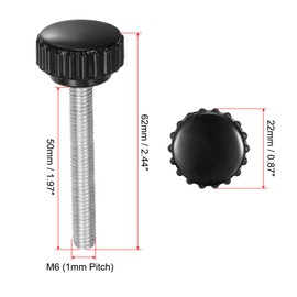 QUARKZMAN Pack of 4 Knurled Screws with Thread M6 x 50 mm Round Head Screw Round Handle Bolt Clamping Buttons 22 mm Hand Buttons Thumb Screws Tension Screw for Industrial Machine