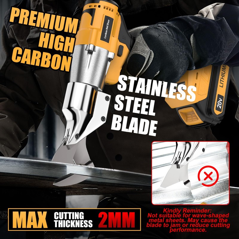 Cordless Sheet Metal Cutter Brushless for De-walt 20v Max Battery(Tool