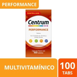 Multivitamínico Centrum Performance con Vitaminas del Complejo B 100 Tabletas Sin sabor