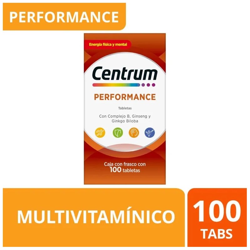 Multivitamínico Centrum Performance con Vitaminas del Complejo B 100 Tabletas