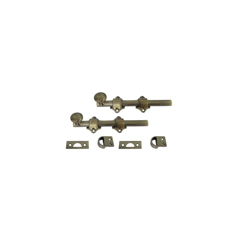 QCAA Dutch Door Bolt, Solid Brass, 8", Brushed Antique Brass,